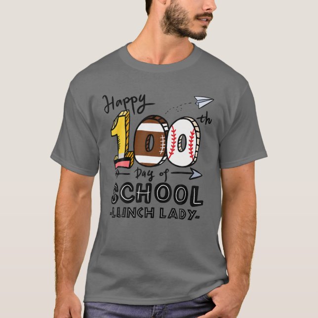 Camiseta Lunch Lady Cafeteria Happy 100Th Day Of School 100 (Anverso)