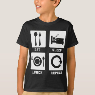 Camiseta Lunch Lady Comat Sleep Lunch Repetir el almuerzo L