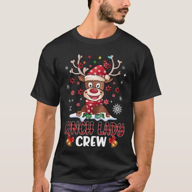 Camiseta Lunch Lady Crew Reindeer Divertido almuerzo Lady X (Anverso)