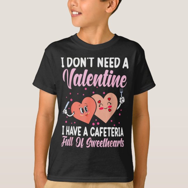 Camiseta Lunch Lady Gift Co. Funny Valentine's Day - Black  (Anverso)