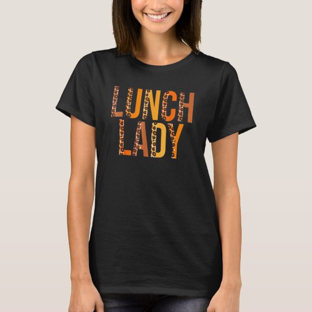 Camiseta Lunch Lady Leopard Squad Cute Fall Otoño Thanksgi (Anverso)