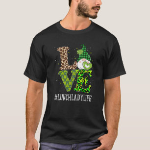 Camiseta Lunch Lady Love St Patricks Day Gnome Leopard Sham