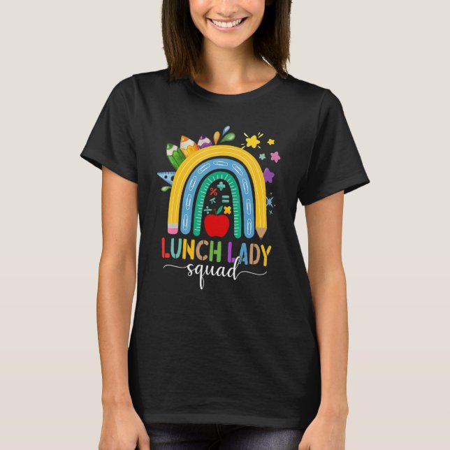 Camiseta Lunch Lady Squad Boho Rainbow Teacher De Vuelta A  (Anverso)