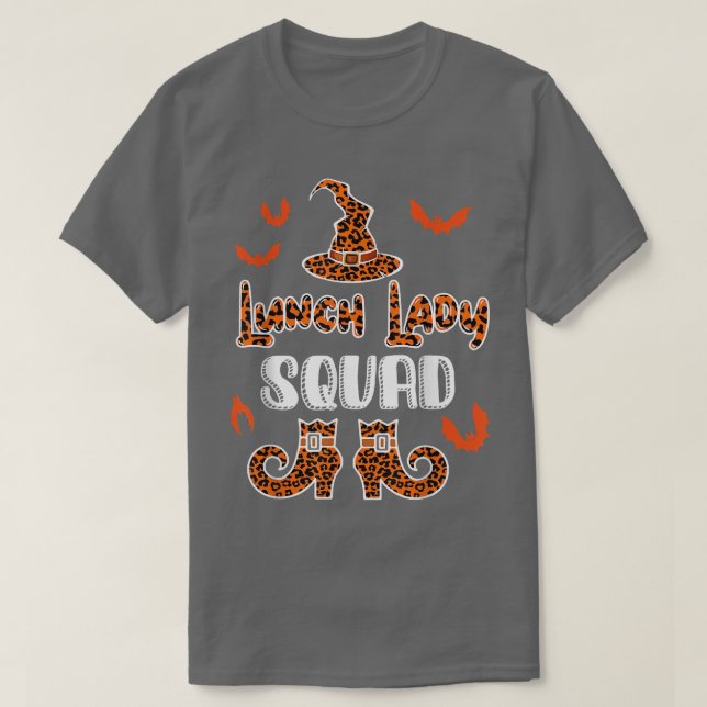 Camiseta Lunch Lady Squad Leopard Witch Gorra Halloween Lun (Diseño del anverso)