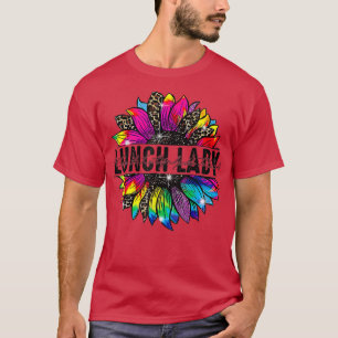 Camiseta Lunch Lady Sunflower Leopard Tye De Vuelta A La Es