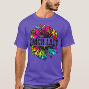 Camiseta Lunch Lady Sunflower Leopard Tye De Vuelta A La Es
