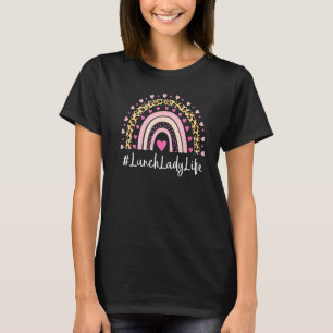 Camiseta Lunch Lady Teacher Life Leopard Imprimir Boho Arco