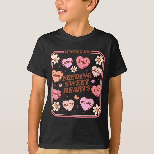 Camiseta Lunch Lady Valentines Day Retro Cute Cafeteria Swe (Anverso)