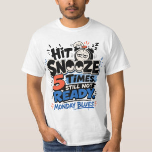 Camiseta Lunes divertido con blues Reloj despertador humo