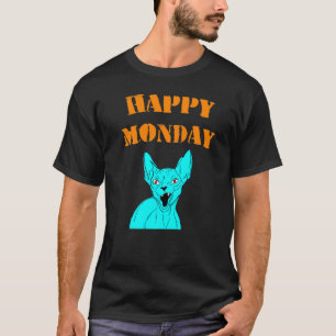 Camiseta Lunes Feliz Gato Sphynx Enojado Gruñón Mamá Papá