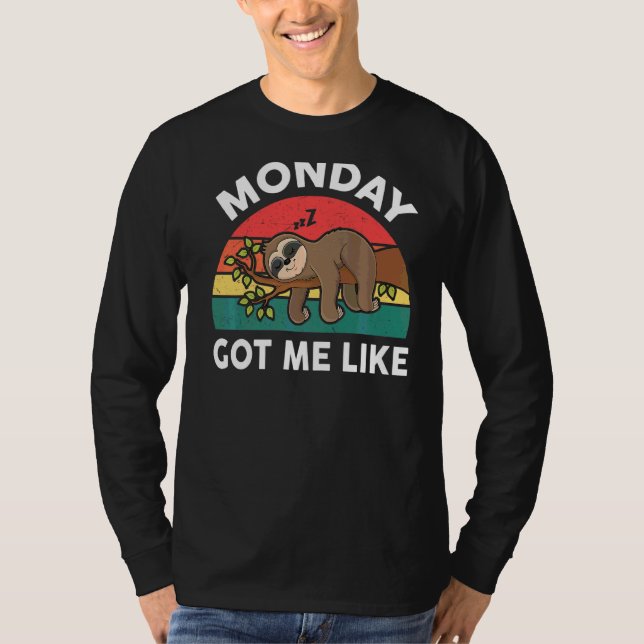 Camiseta Lunes Me Consiguió Como Lazy Sloth (Anverso)