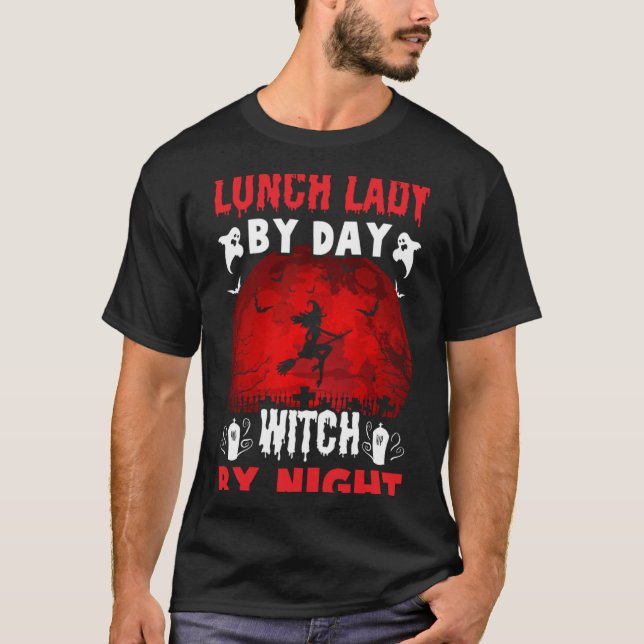 Camiseta Lunes por Día Bruja por Noche Halloween Cafeter (Anverso)