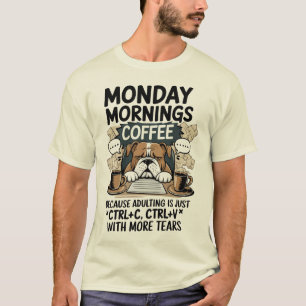 Camiseta Lunes por la Mañana Café Bulldog - Meme de ser adu