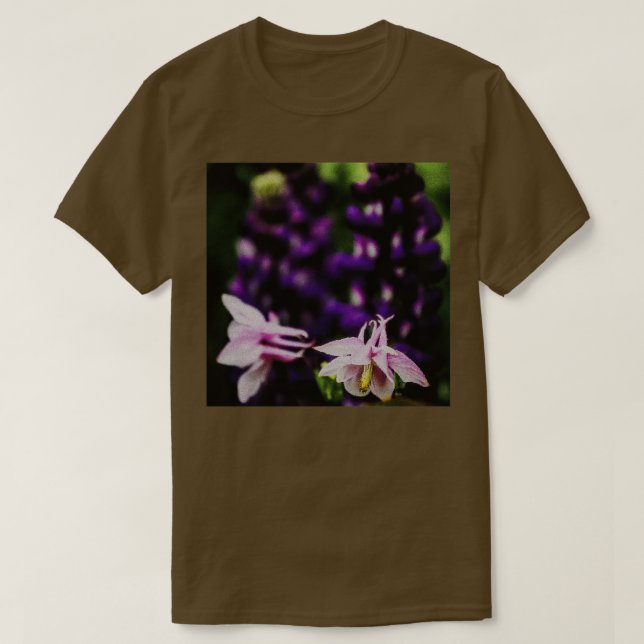 Camiseta Lupin y Aquilegia AC163 de mosaico al azar fino (Diseño del anverso)