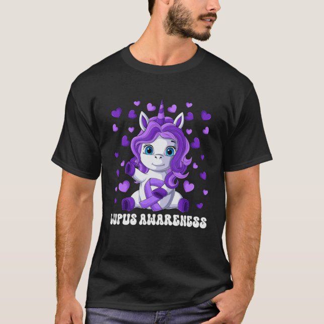 Camiseta Lupus Awareness Month Purple Ribbon Unicorn (Anverso)