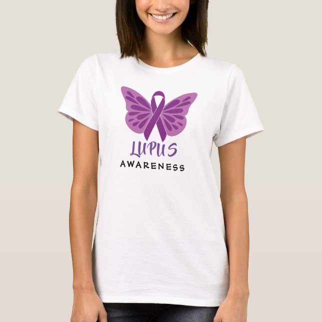 Camiseta Lupus Awareness Purple Ribbon Butfly (Anverso)