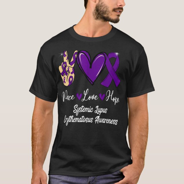 Camiseta Lupus eritematoso sistémico Paz Esperanza Púrpura (Anverso)