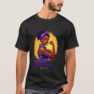 Camiseta Lupus Guerrero Afro Mujer Negra Usa Cinta Púrpura