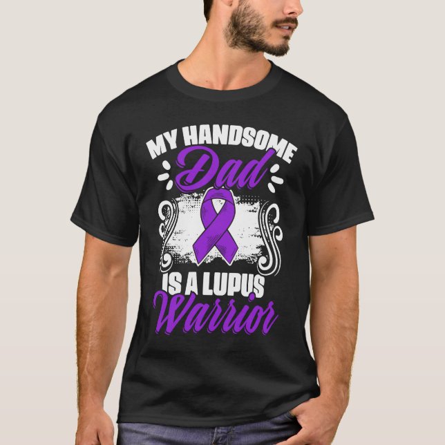 Camiseta Lupus Warrior Dad  Lupus Purple Ribbon Lupus Aware (Anverso)
