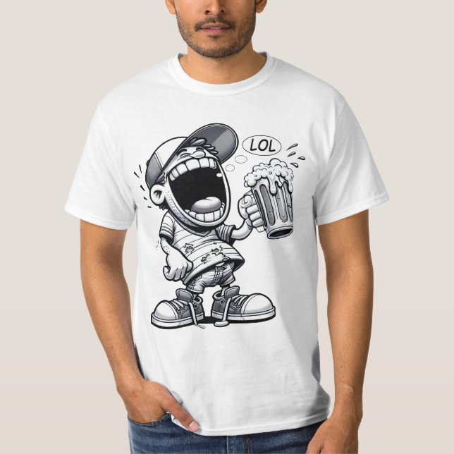 Camiseta Lustige Cartoonfi Freak Biertrinker "LOL" Comic (Anverso)