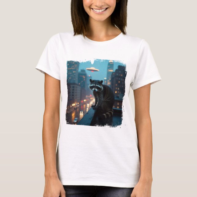 Camiseta Lustiges Sci-Fi-Waschbär-Design (Anverso)