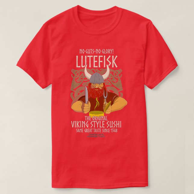 Camiseta Lutefisk Diseño Viking Original Sushi Funny Lutefi (Diseño del anverso)
