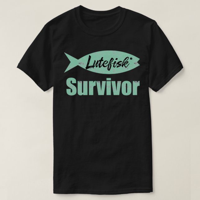 Camiseta Lutefisk Sobreviviente, divertida pesca escandinav (Diseño del anverso)