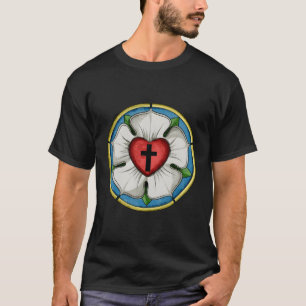 Camiseta Luther Rosa Sello Lutheran Símbolo de la Cruz Cris
