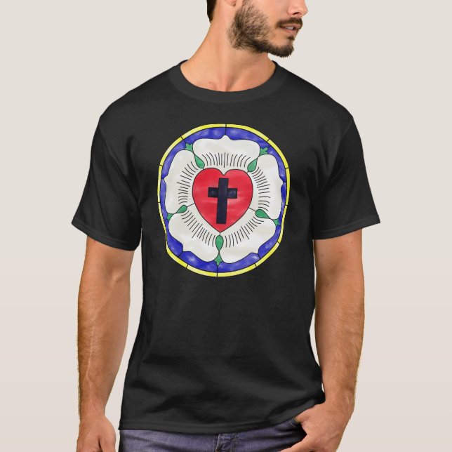 Camiseta Luther Rosa ventana de vidrio templado (Anverso)