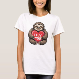 Camiseta LUV YOU Funny Valentine Day Cute Sloth
