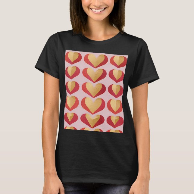 Camiseta Luxe Gold Red Hearts (Anverso)