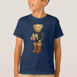 Camiseta Luxe Preppy Plaid Christmas Teddy Bear<br><div class="desc">This blue ChristmasT-shirt has a cute preppy bear holding a gift.</div>