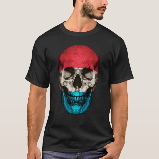 Camiseta Luxembourg Flag Skull Luxembourger Roots Proud Pat (Anverso)