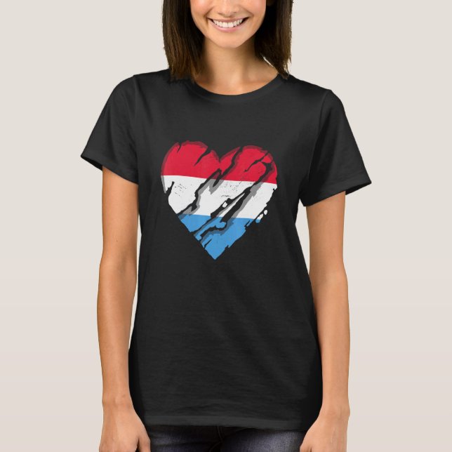 Camiseta Luxemburgo Corazón Bandera Luxemburgo Orgullo luxe (Anverso)