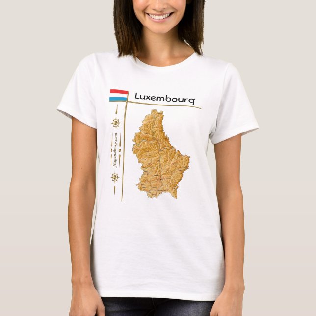 Camiseta Luxemburgo Mapa + Bandera + Título (Anverso)