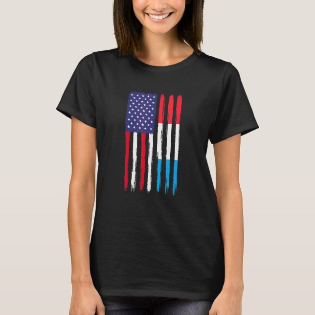Camiseta Luxemburgo Roots Media Bandera Americana Patriótic (Anverso)