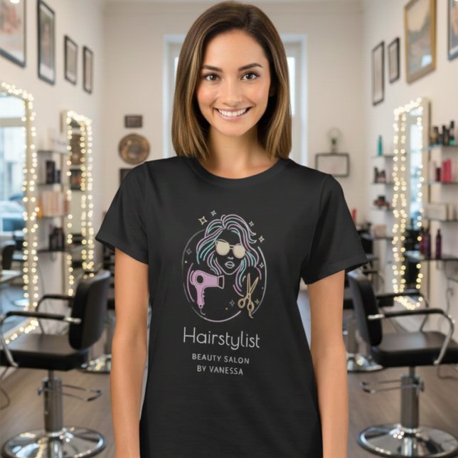 Camiseta Luxury Hairstylist Beauty Salon Modern Black (Subido por el creador)
