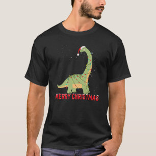 Camiseta Luz de árbol de Navidad de Brontosauro lindo