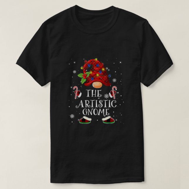 Camiseta Luz de árbol de navidad de búfalo de gnomo artific (Diseño del anverso)