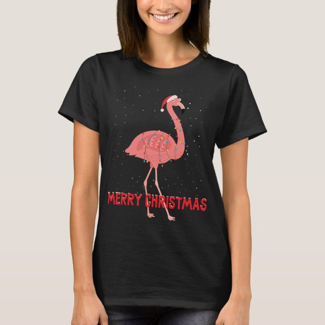 Camiseta Luz de árbol de navidad de flamingo mate (Anverso)