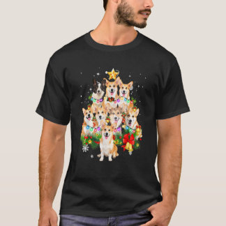 Camiseta Luz de árbol de Navidad de perro Corgi galés de Pe