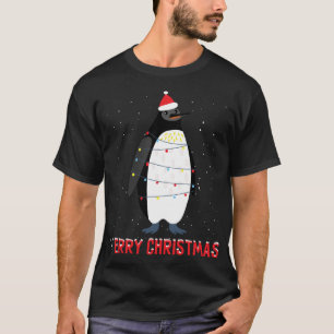 Camiseta Luz de árbol de navidad de pingüino lindo