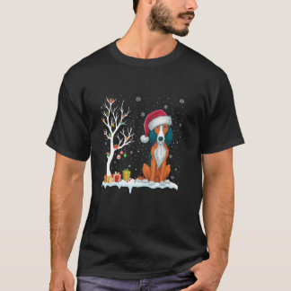 Camiseta Luz de árbol festivo de Foxhound Dog Santa Hat