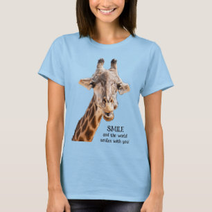 Camiseta Luz de cita divertida moderna sonrisa jirafa linda