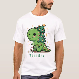 Camiseta Luz de dinosaurio de Navidad Fiesta Divertido Árbo