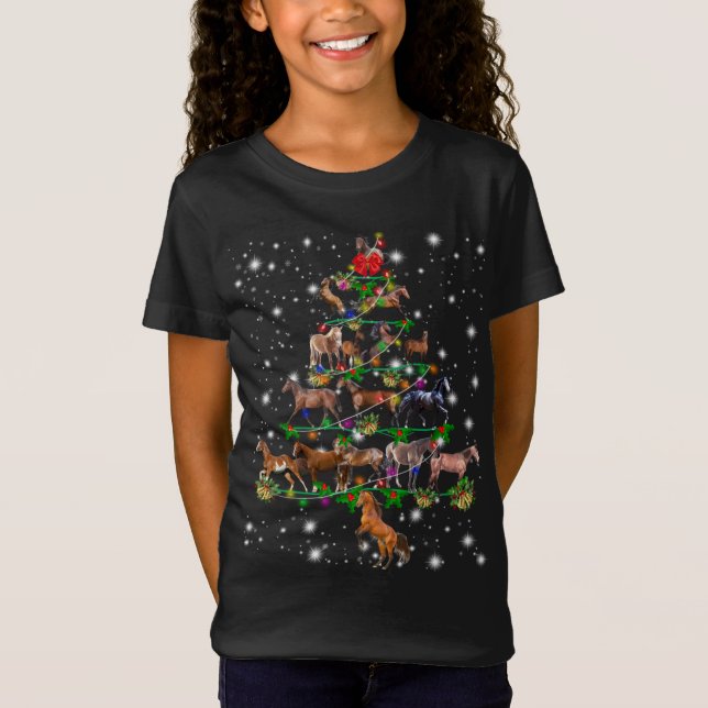 Camiseta Luz de hadas del árbol de navidad del caballo lind (Anverso)