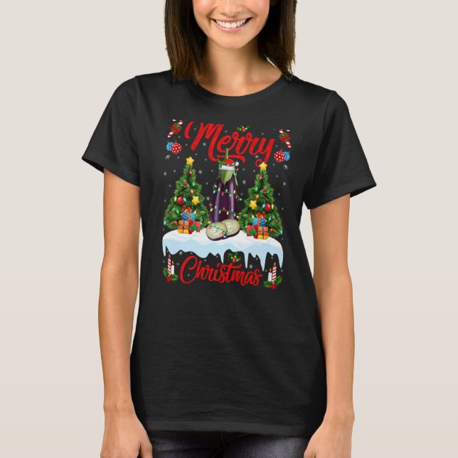 Camiseta Luz de la fruta de la berenjena Navidad Árbol Sant (Anverso)