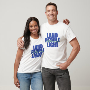 Camiseta Luz de la gente de tierra Texto verde azul de Sa