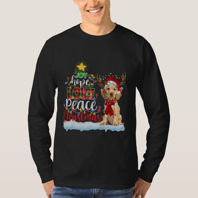 Camiseta Luz de los Navidades del Cocker Español Santa Hat  (Anverso)