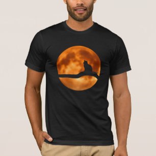 Camiseta Luz de luna de silueta de gato. Personalizar camis